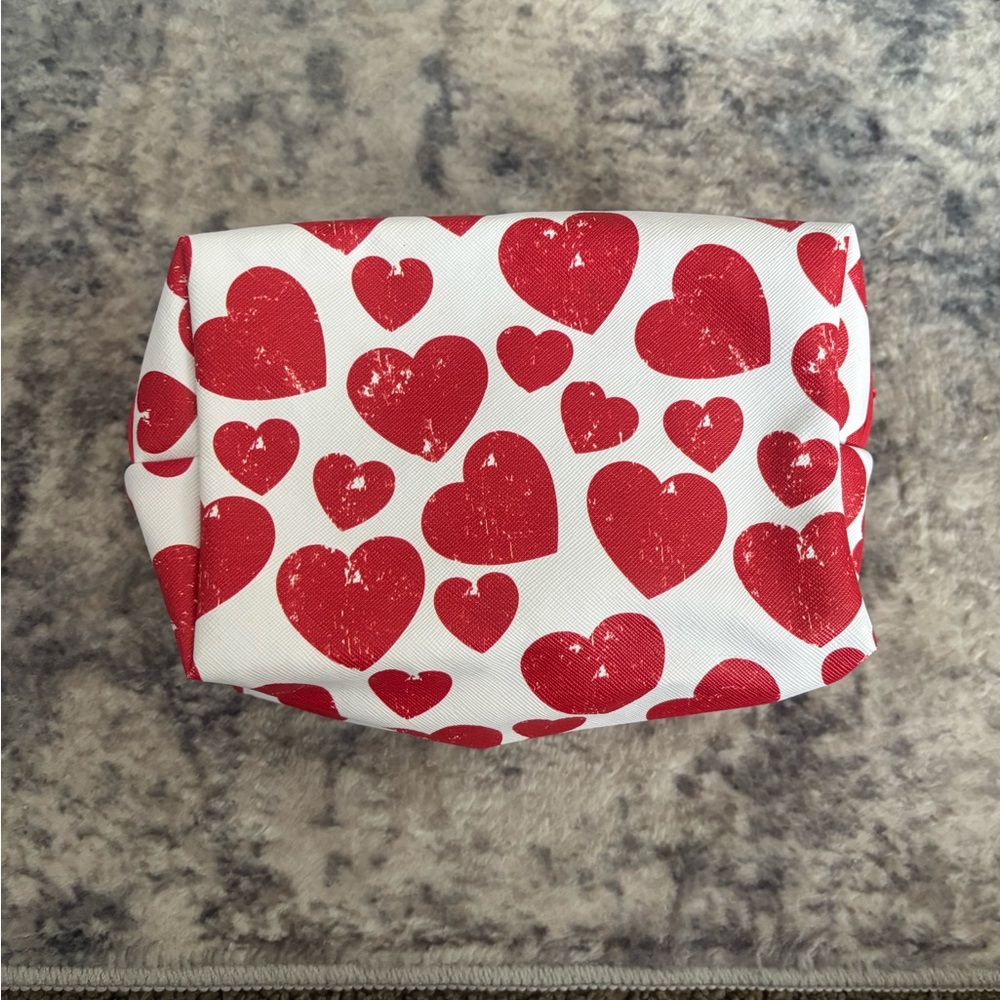 Red Heart Patterned Pouch